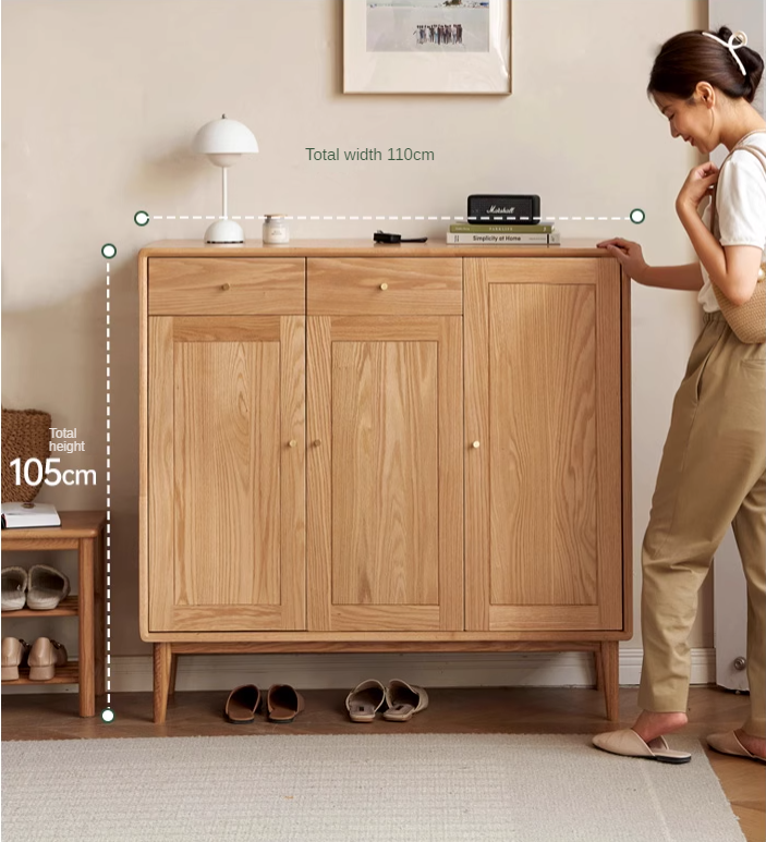 Oak Solid Wood Shoe Cabinet