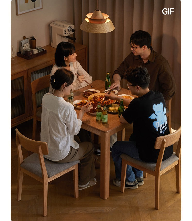 Oak Solid Wood Square Modern Dining Table