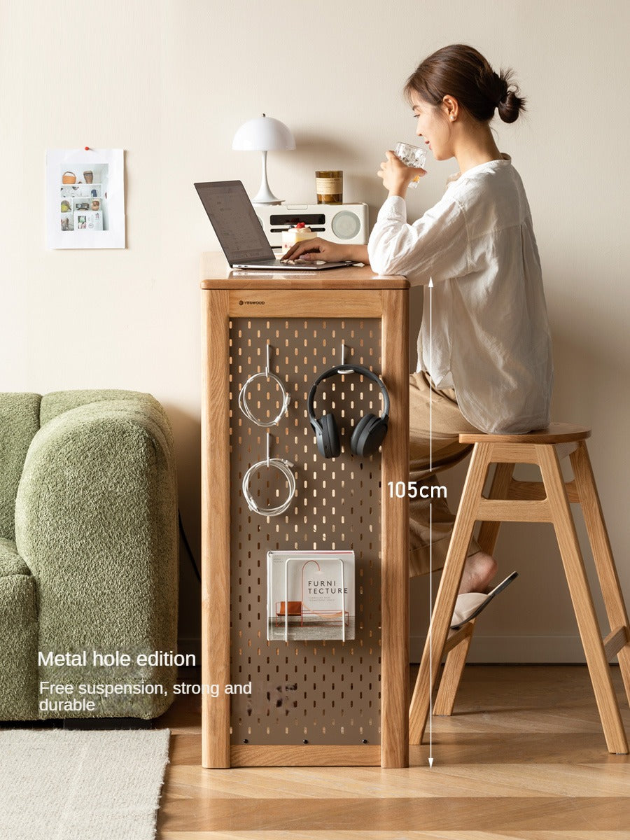Oak Solid Wood Bar Cabinet Partition Cabinet High Foot Table
