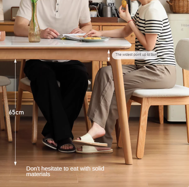 Poplar Solid Wood Modern Reliable Rock Dining Table.