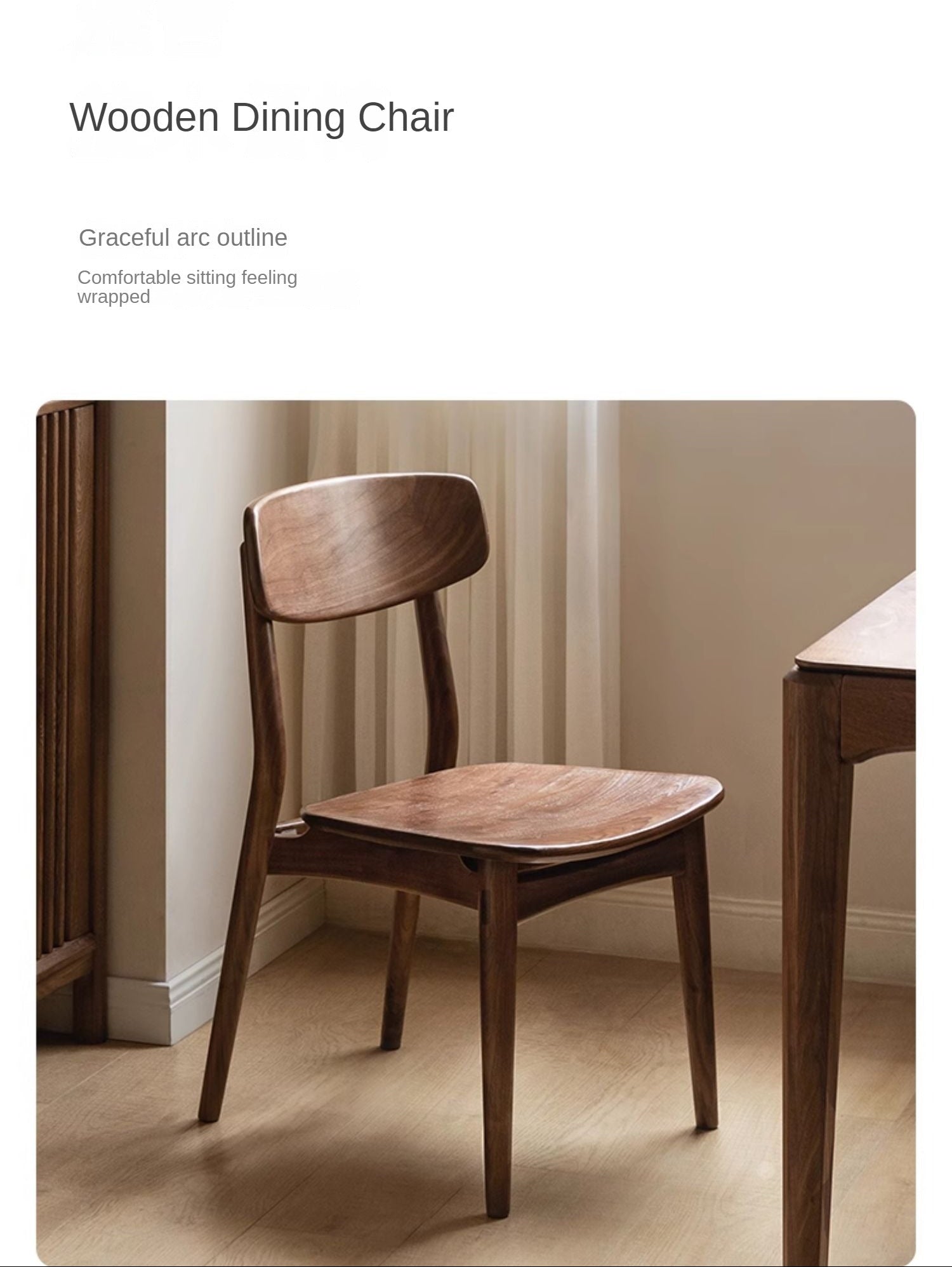 Ash Solid Wood Modern Dining Backrest Chair 4pcs