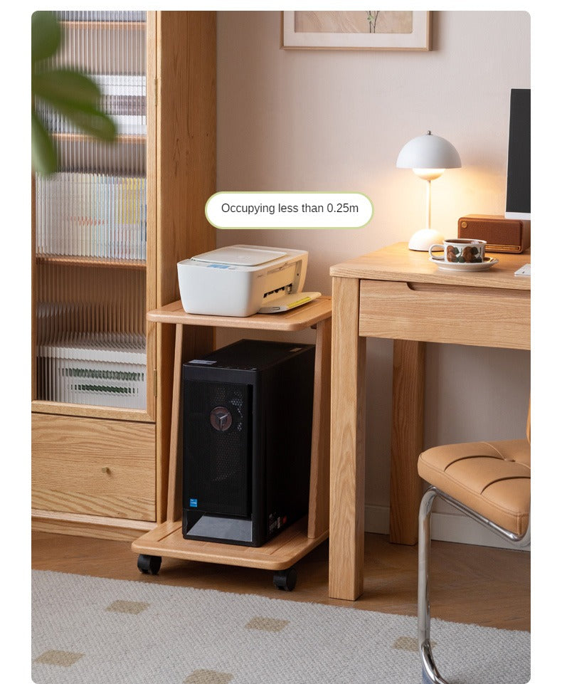 Oak, Solid Rubberwood Mobile Storage Rack