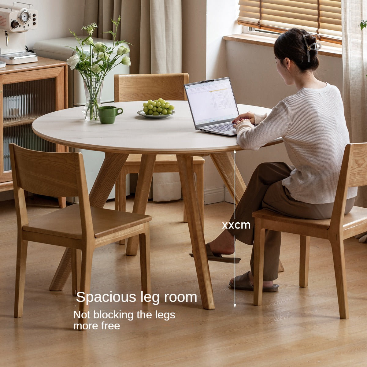 Ash Solid Wood Modern Rock Round Table.