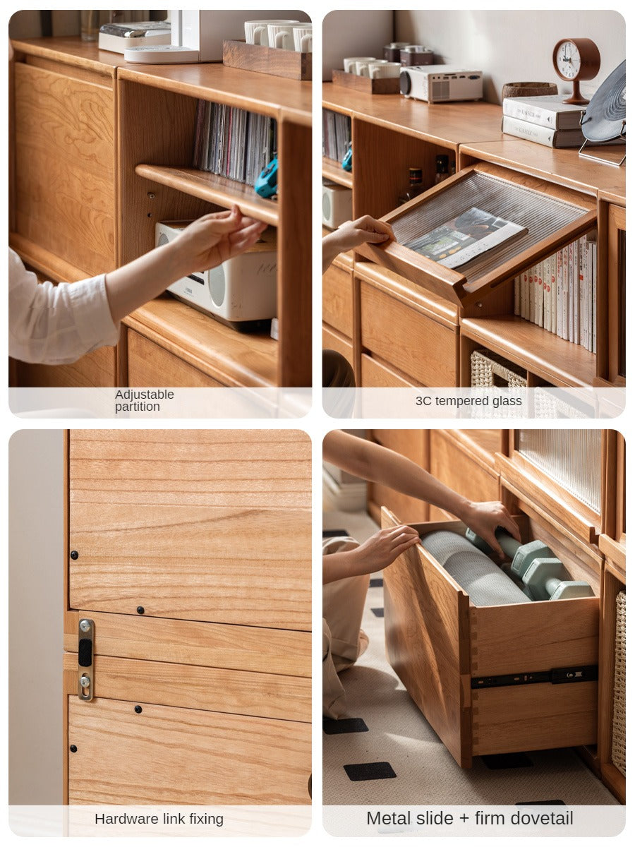 Cherry Solid Wood Free Combination Bookcase.
