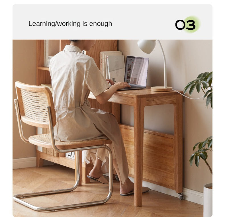 Oak Solid Wood Edge Table, Movable Small Table