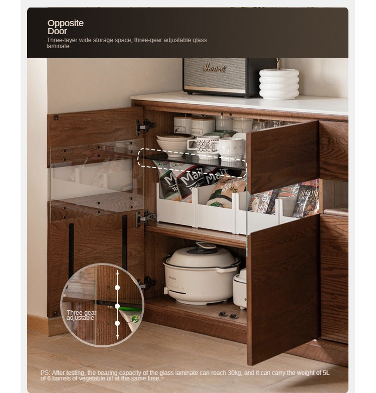 Black Walnut, Ash Solid Wood Rock Plate Storage Cabinet, Sideboard