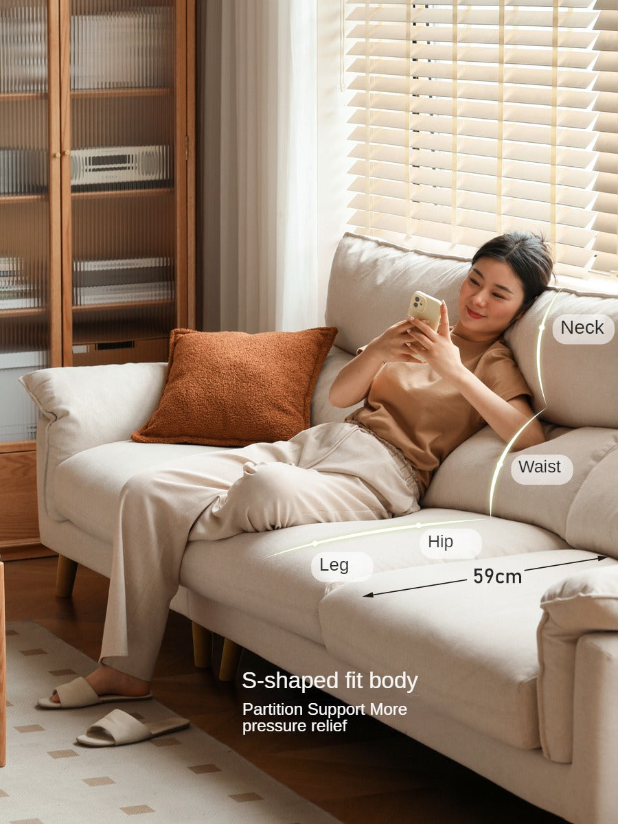 Fabric, Leather Modern White Down Sofa.