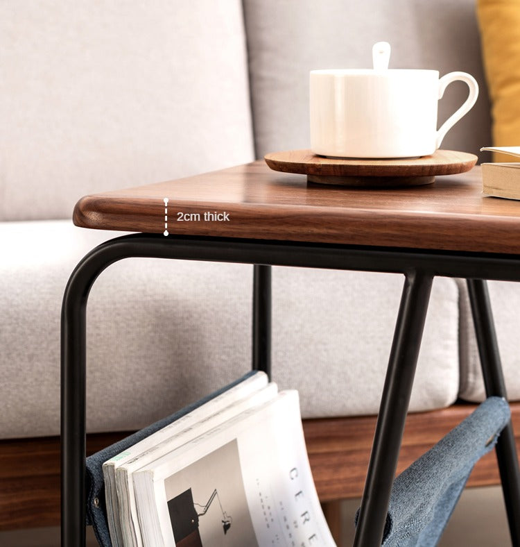 Black Walnut Solid Wood C-shaped Iron Side Table