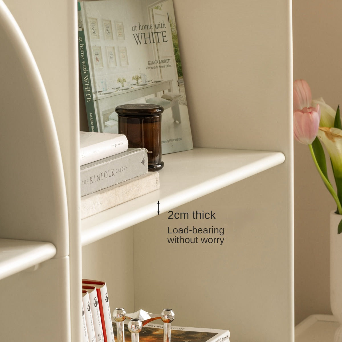 Poplar Solid Wood Arch Side Cabinet Bookshelf