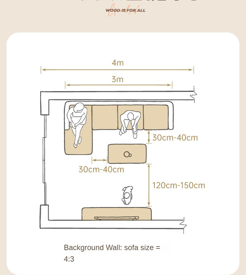 Oak Solid Wood Modern Fabric Sofa.