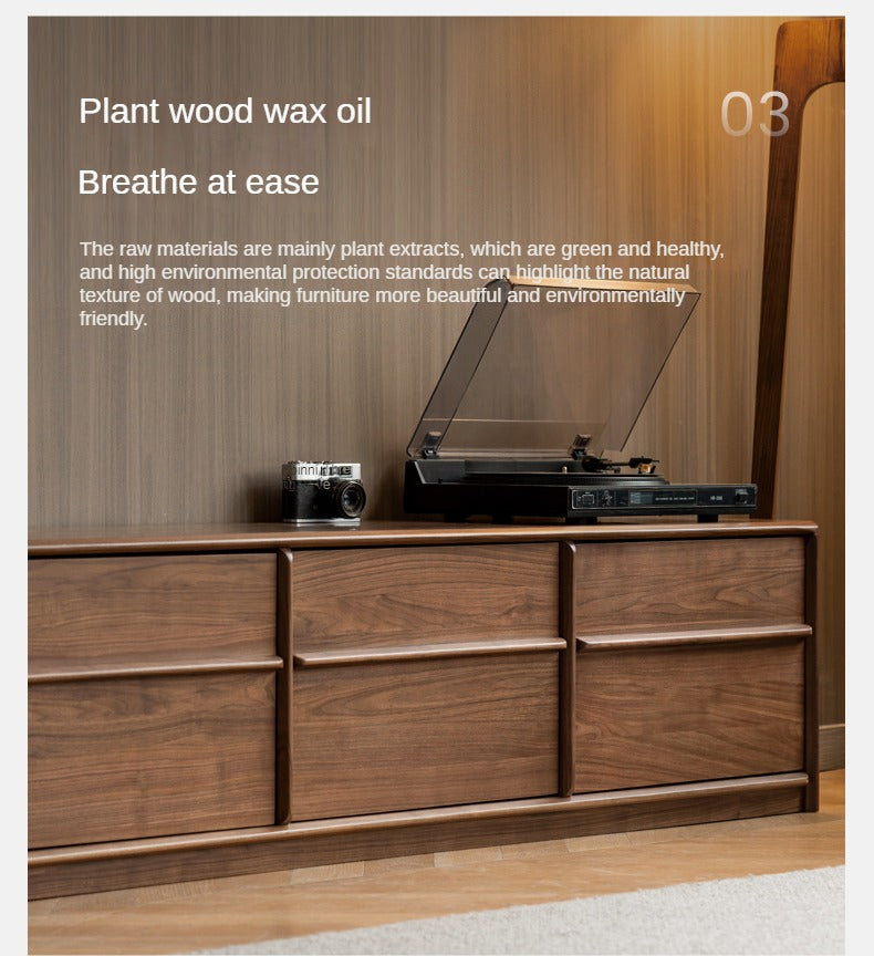 Black Walnut, Sandalwood, Ash, Oak Solid Wood Italian Light Luxury Floor TV Cabinet.