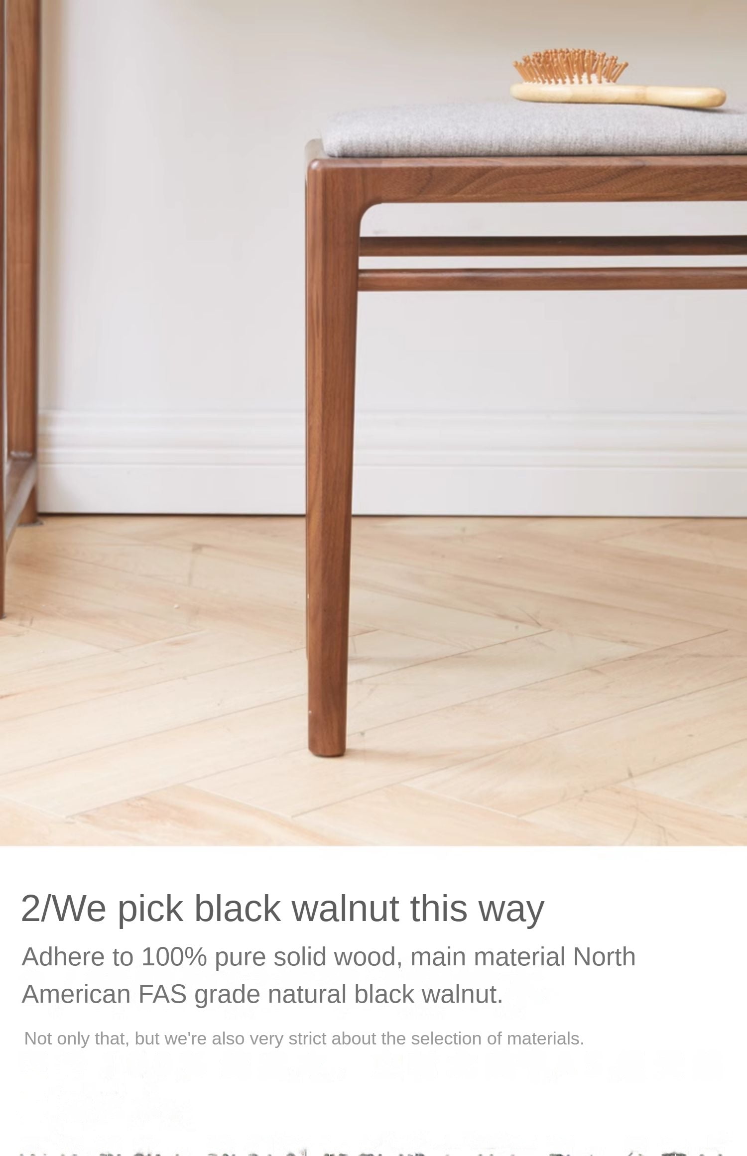 Black Walnut Solid Wood Makeup Stool