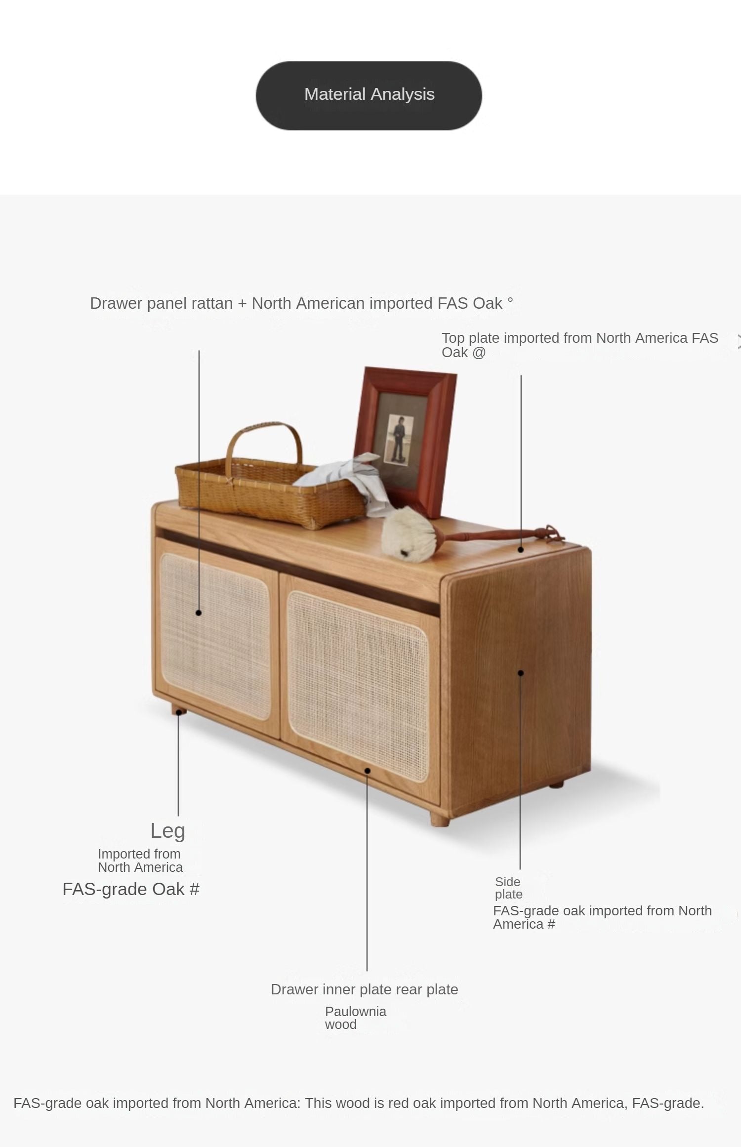 Oak Solid Wood Rattan Shoe Storage Bench