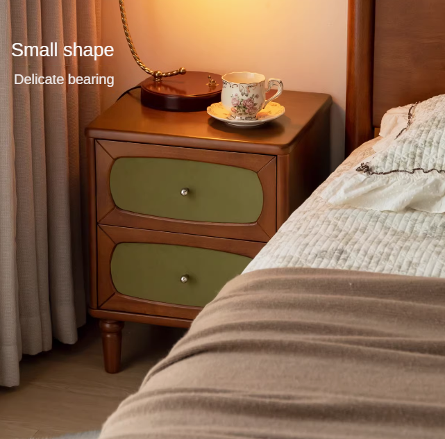 Poplar, Black Walnut Solid Wood French Retro Style Nightstand