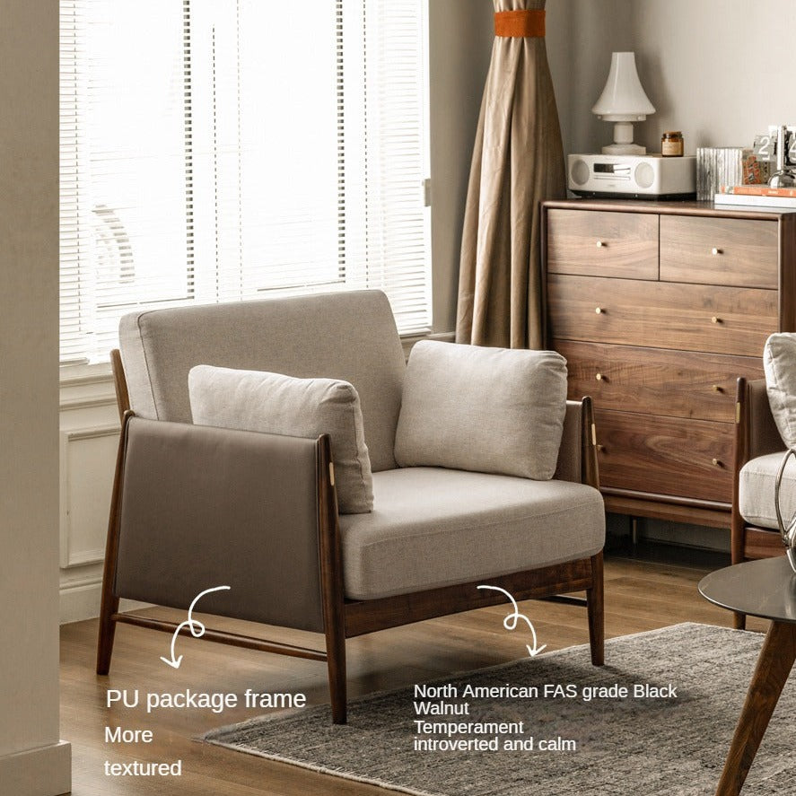 Black Walnut Solid Wood Armchair)