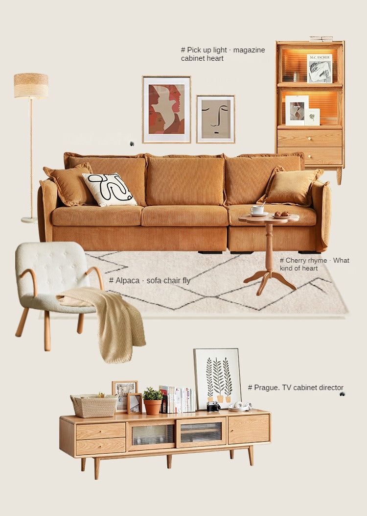 Cherry, Poplar Solid Wood Retro Side Table