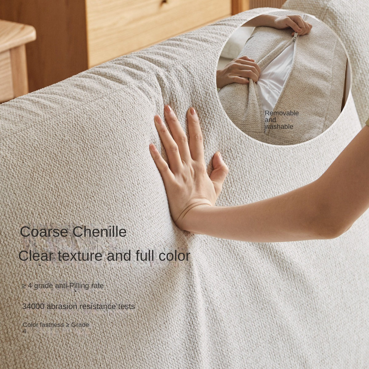 Ash solid Wood Modern Straight Sofa.