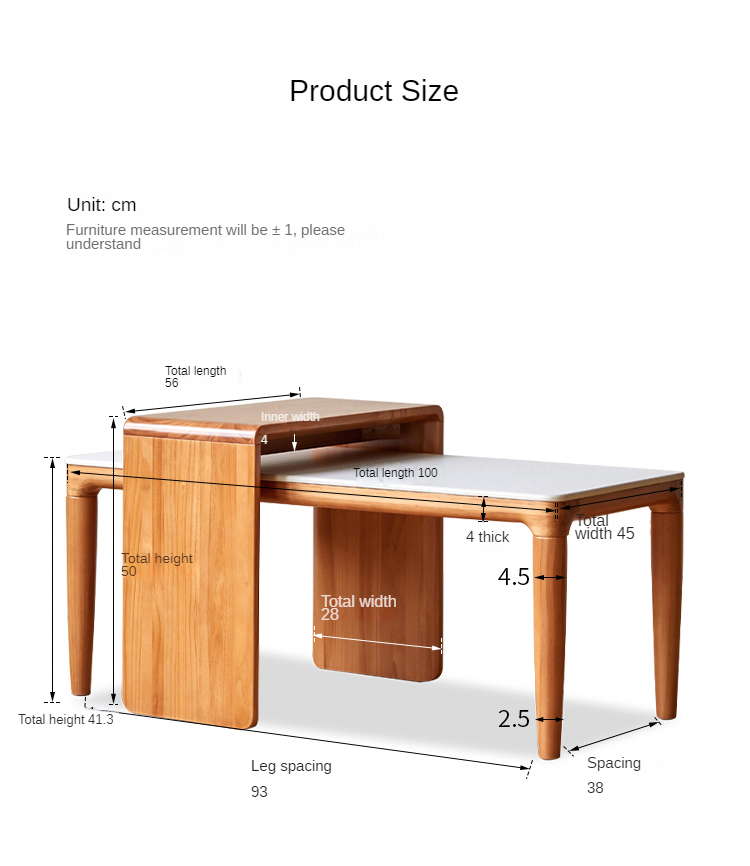 Pine Solid Wood Coffee Table Side Table Nordic Creative Combination