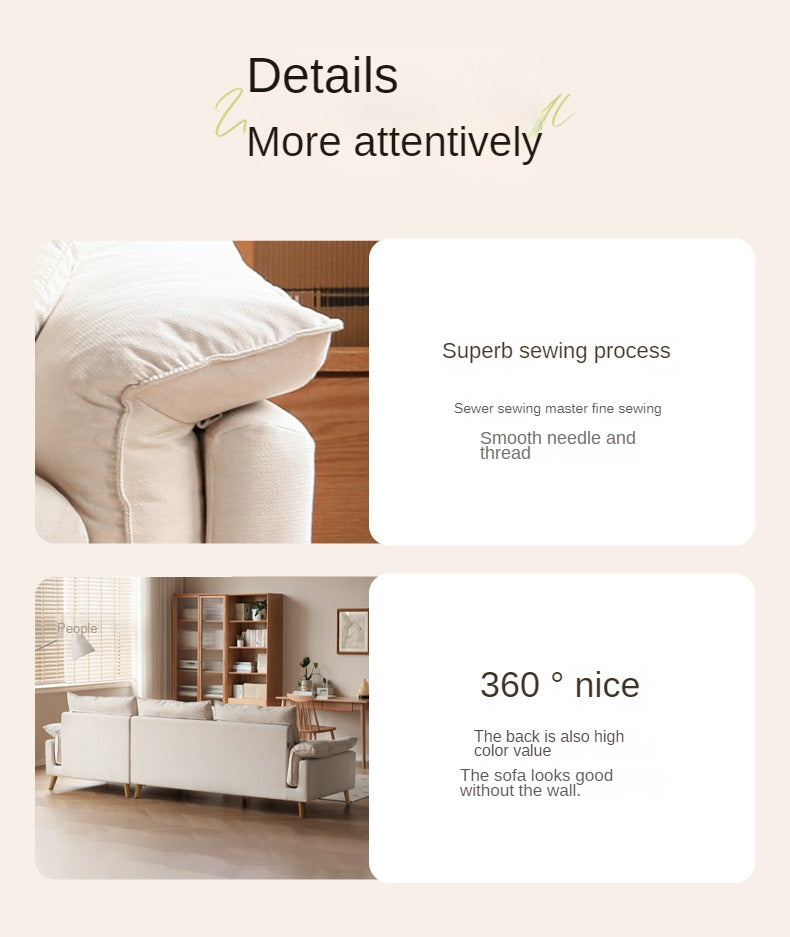 Fabric, Leather Modern White Down Sofa.