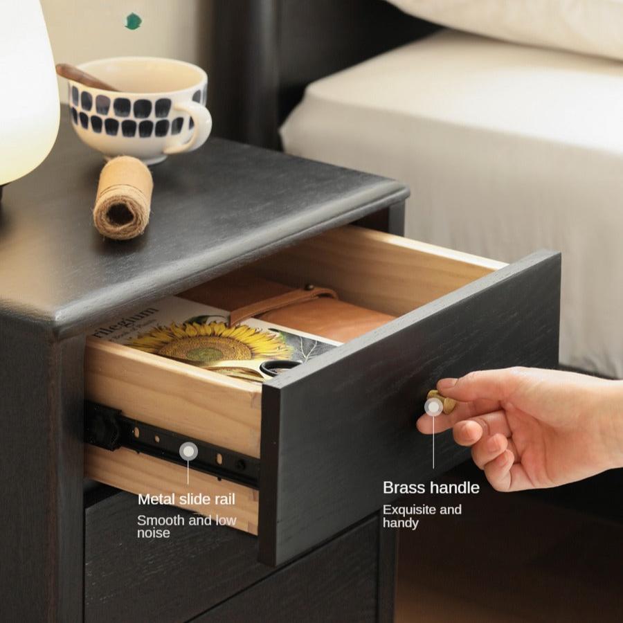 Oak solid wood retro smoky color Nightstand.