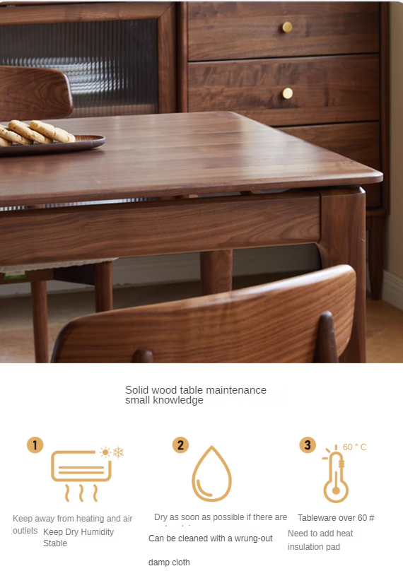 Black Walnut Solid Wood Rectangular Long Dining Table