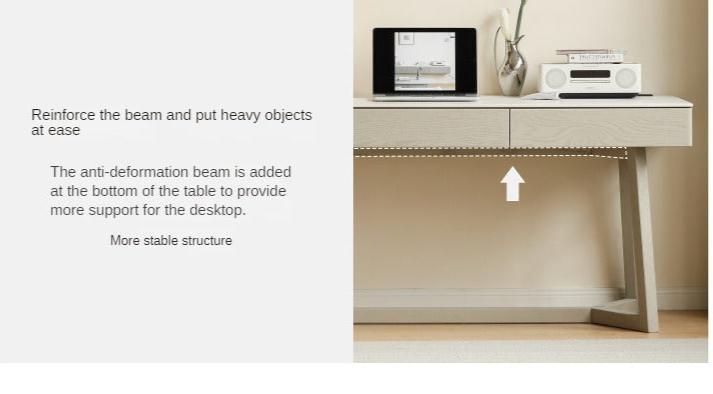 Oak, Poplar Solid Wood Slate Warm Elegant Desk With Drawer