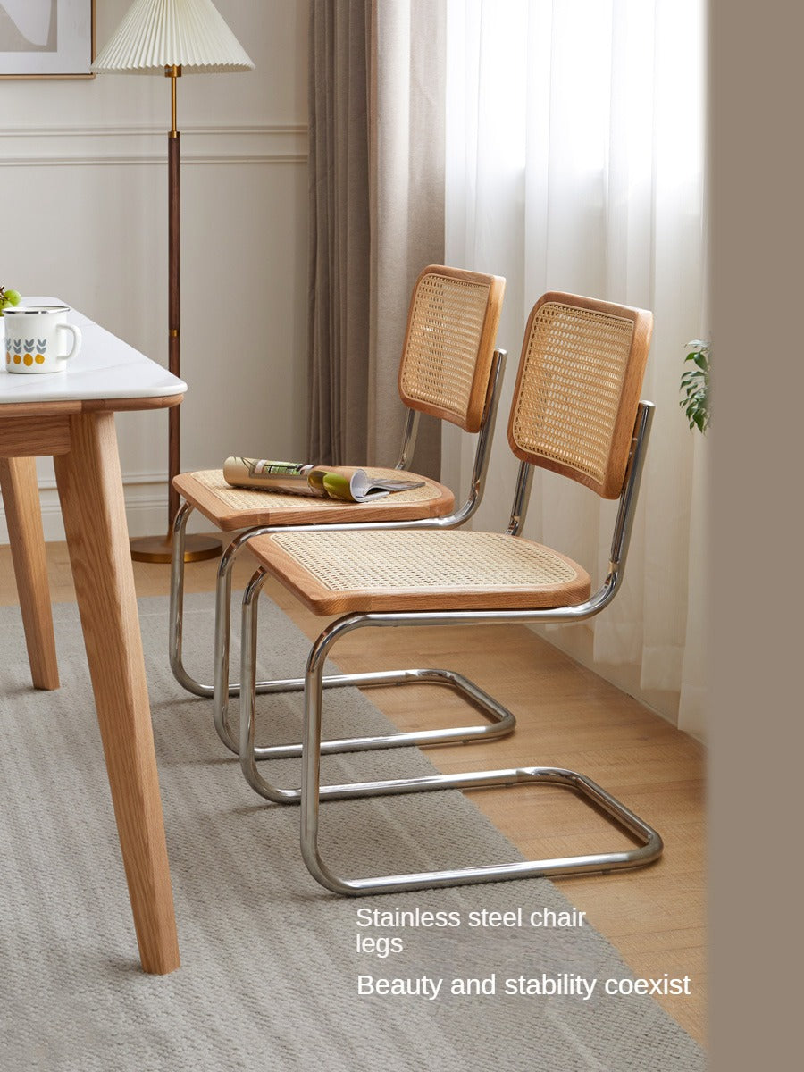 Oak Solid Wood Rattan Suspended Chair Set of 4pcs