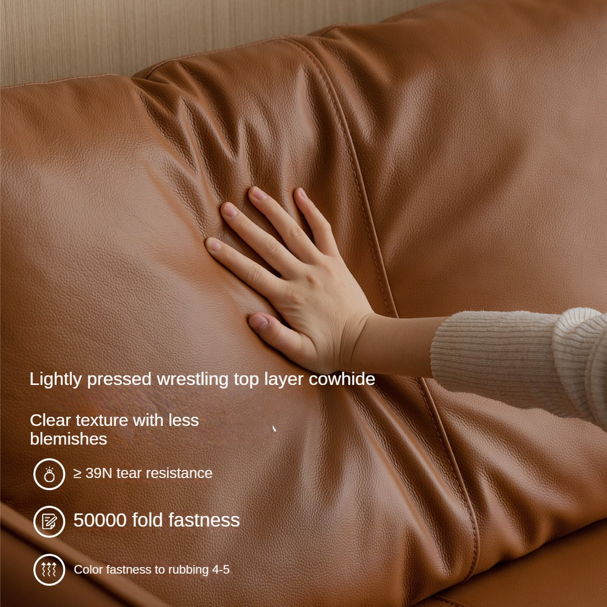 Leather Italian Minimalist Top Layer Cowhide Sofa.
