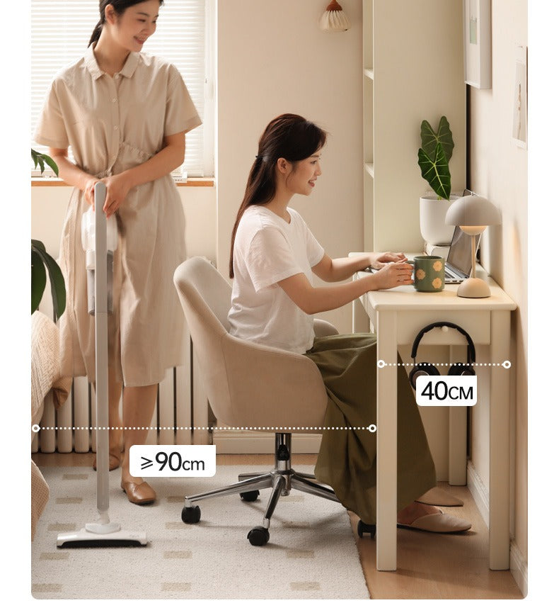 Rubber Solid Wood Modern Narrow Cream Style Drawer Desk