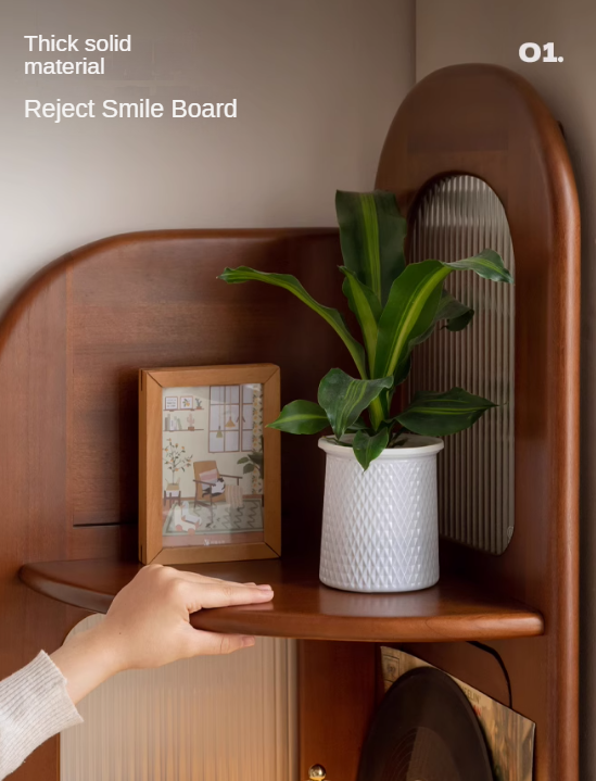 Poplar, Cherry Solid Wood Retro Corner Bookshelf