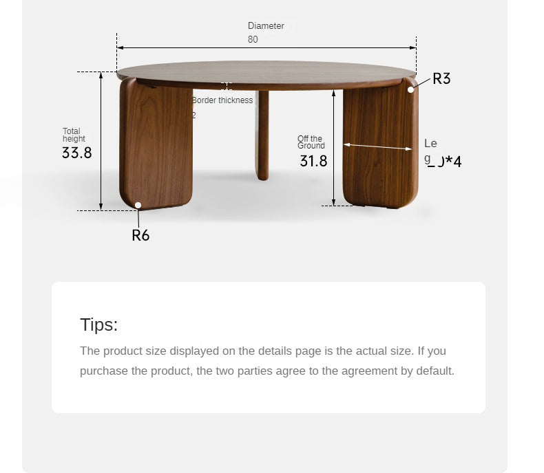 Black Walnut, Sandalwood Solid Wood Slate Round Coffee Table