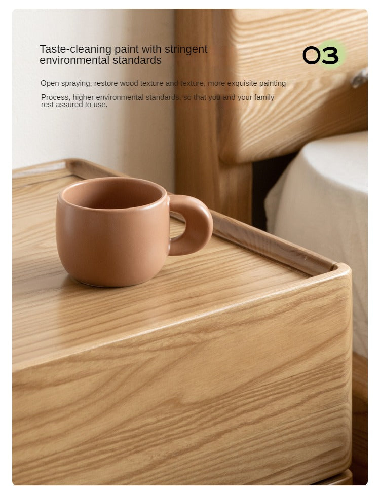 Ash, Oak, White Ash, White Oak, Sandalwood Solid Wood White Wax Small Nightstand