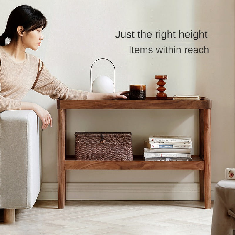 Black Walnut Solid Wood Narrow Double Layer Side Table