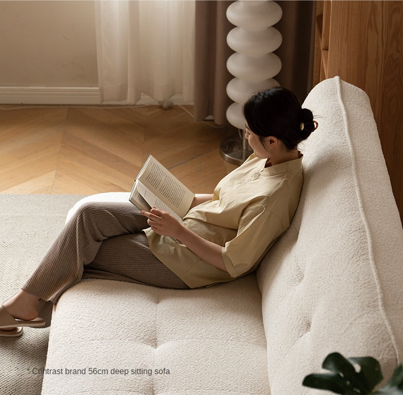 Fabric Sofa White Cream Style Sitting and Sleeping Sofa.