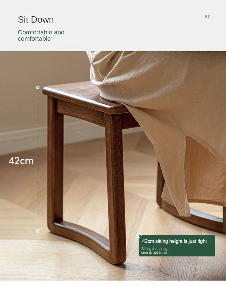 Ash Solid Wood Modern White Wax Wood Square Stool