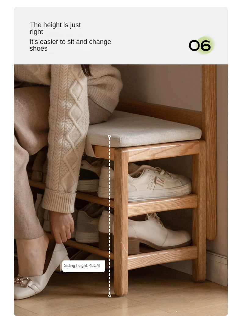 Oak, Beech Solid Wood Shoe Stool Hanger Entrance Partition