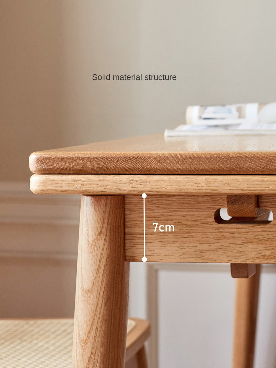 Oak Solid Wood Retractable Large Tabletop Dining Table