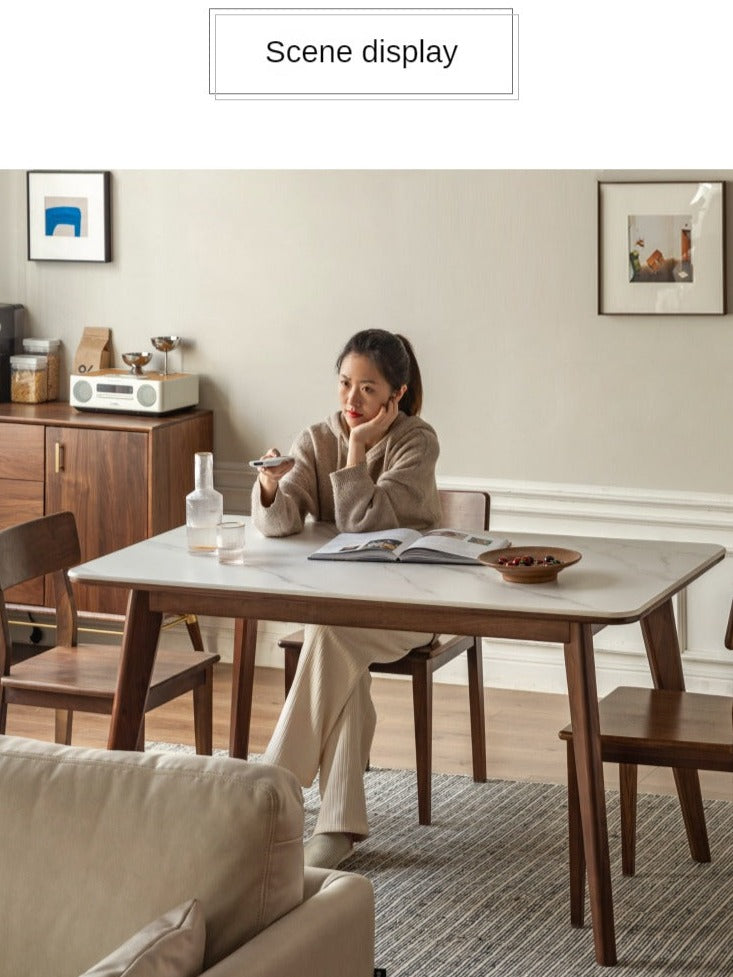 Ash, Black Walnut Solid Wood Slate Dining Table