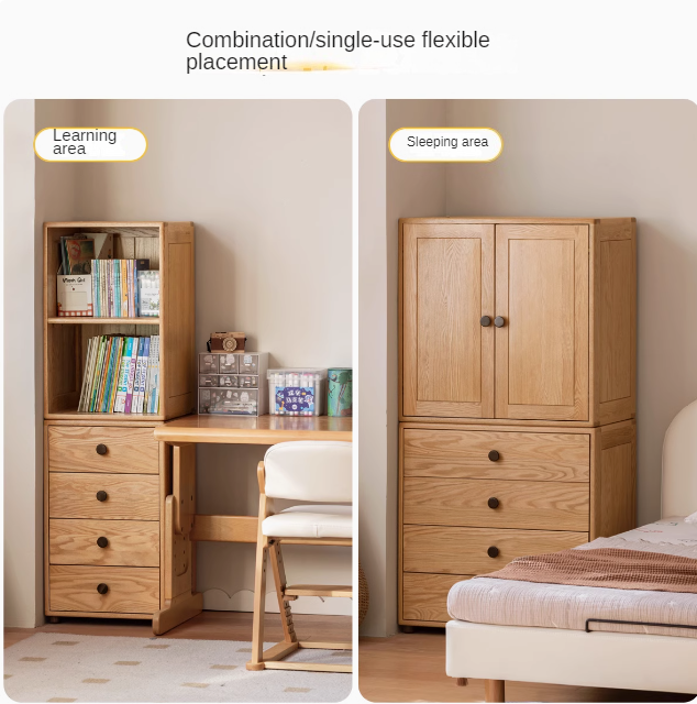 Beech Solid Wood Nordic Modern Kids Dresser, Chests, Storage Cabinet