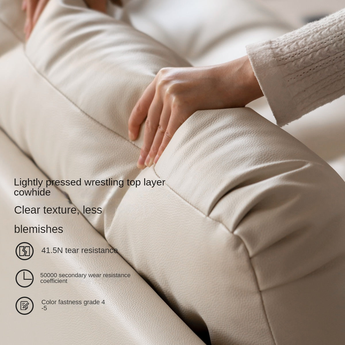 Leather Straight Italian Style Light Luxury Sofa,