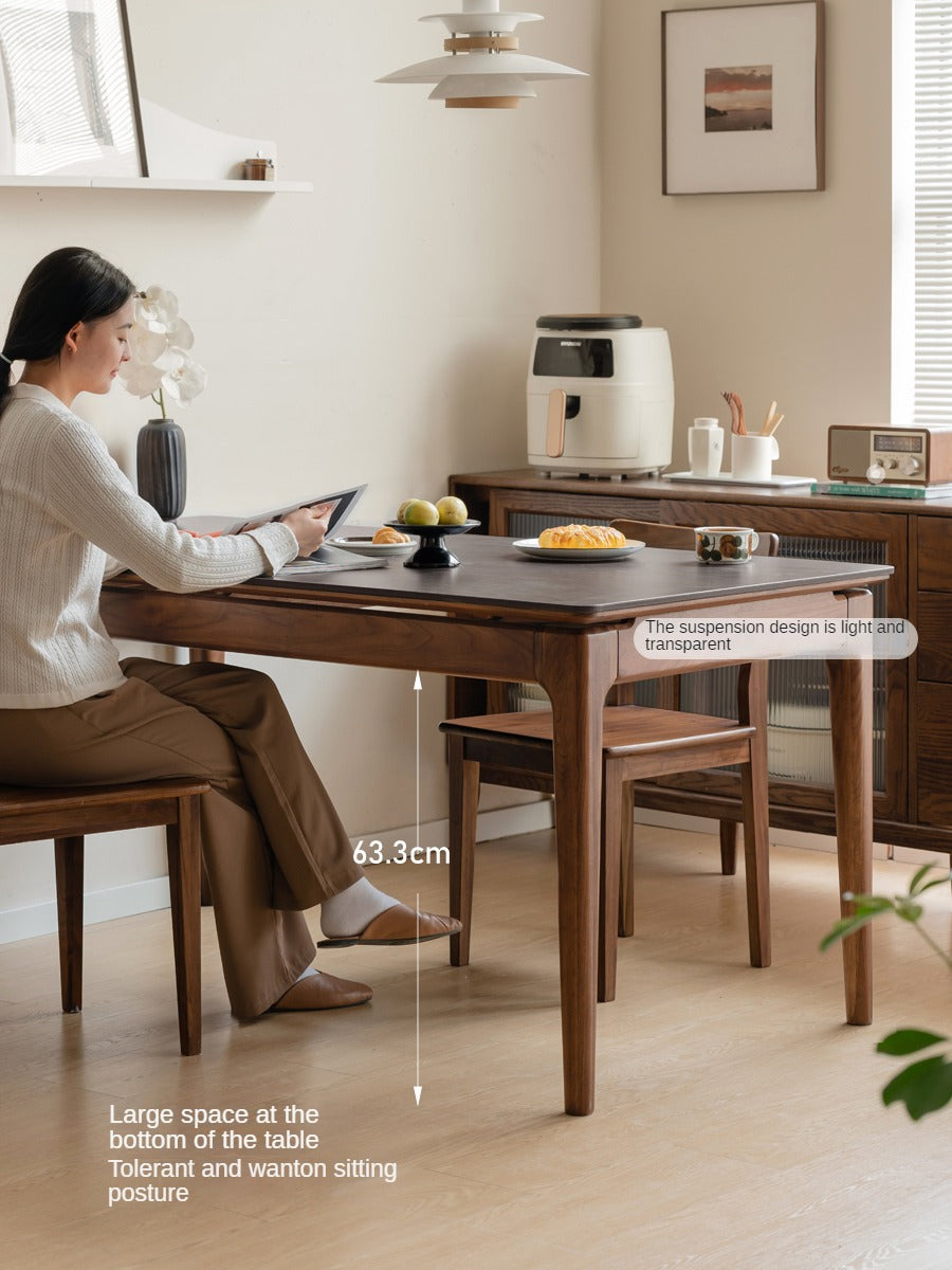 Black Walnut Solid Wood Rock Plate Dining Table