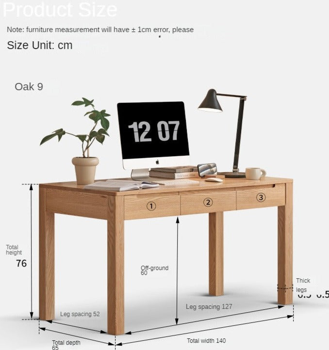 Oak, Beech Solid Wood Office Desk
