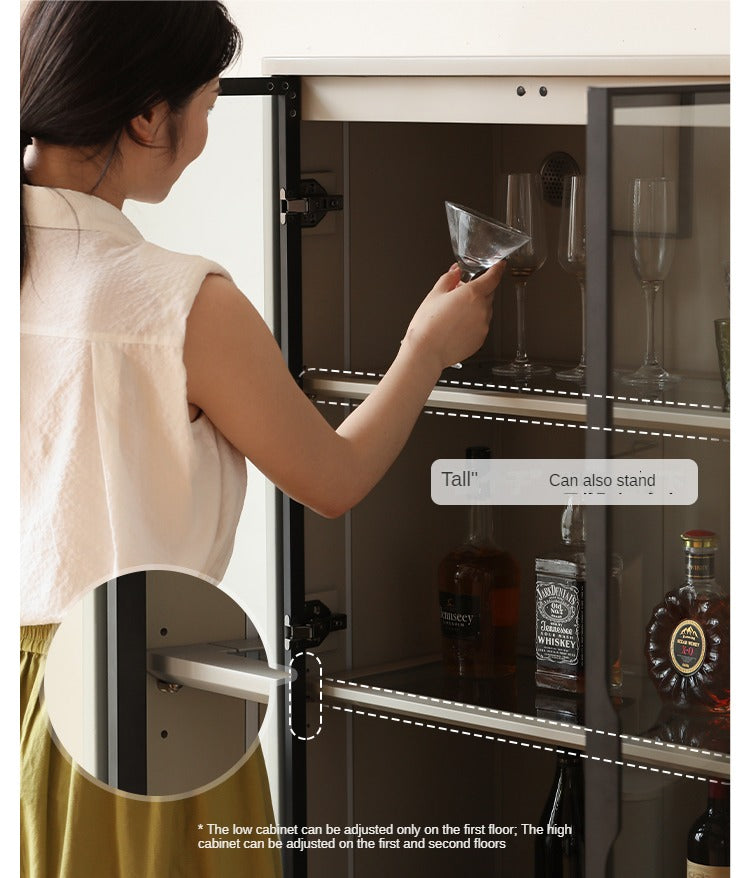 Tulipwood Solid Wood Wine Cabinet, Display Cabinet Glass Door Light Luxury