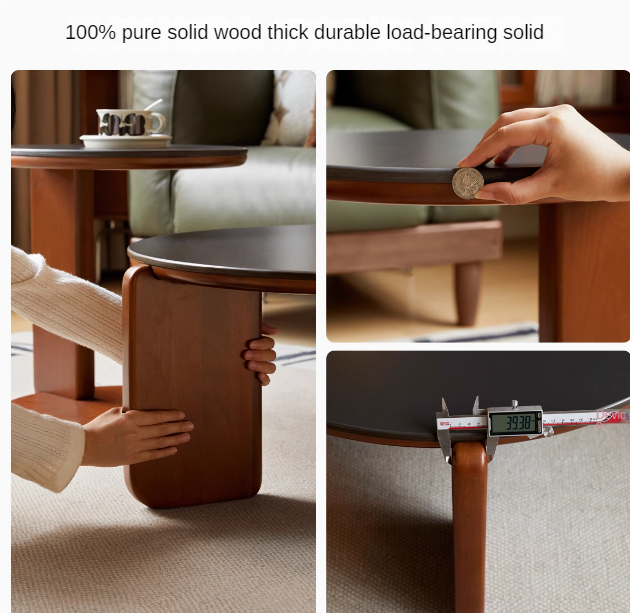 Poplar Solid Wood Rock Board Medieval Round Coffee Table