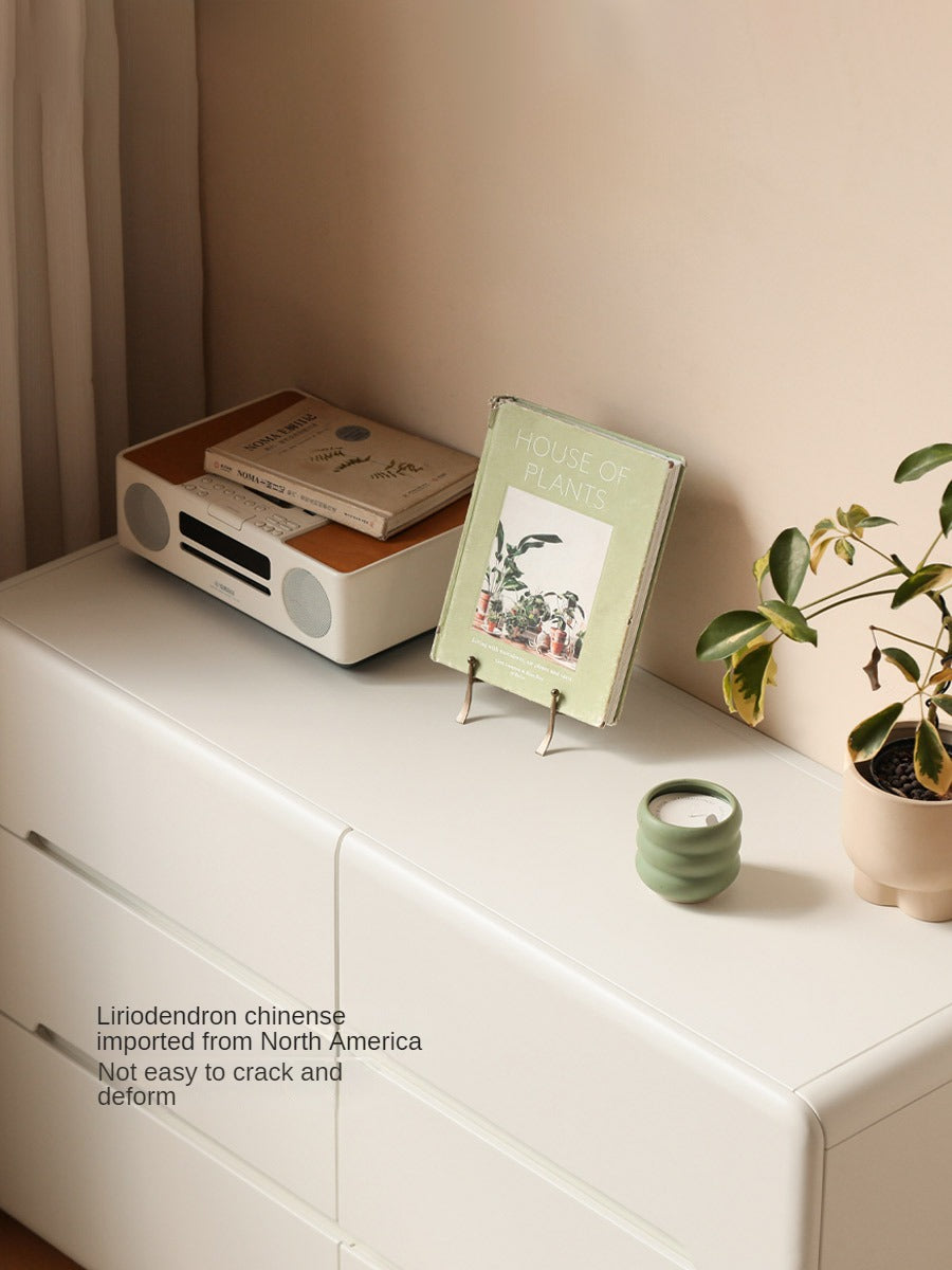 Poplar, Solid Rubberwood Storage Cream Drawer Dresser