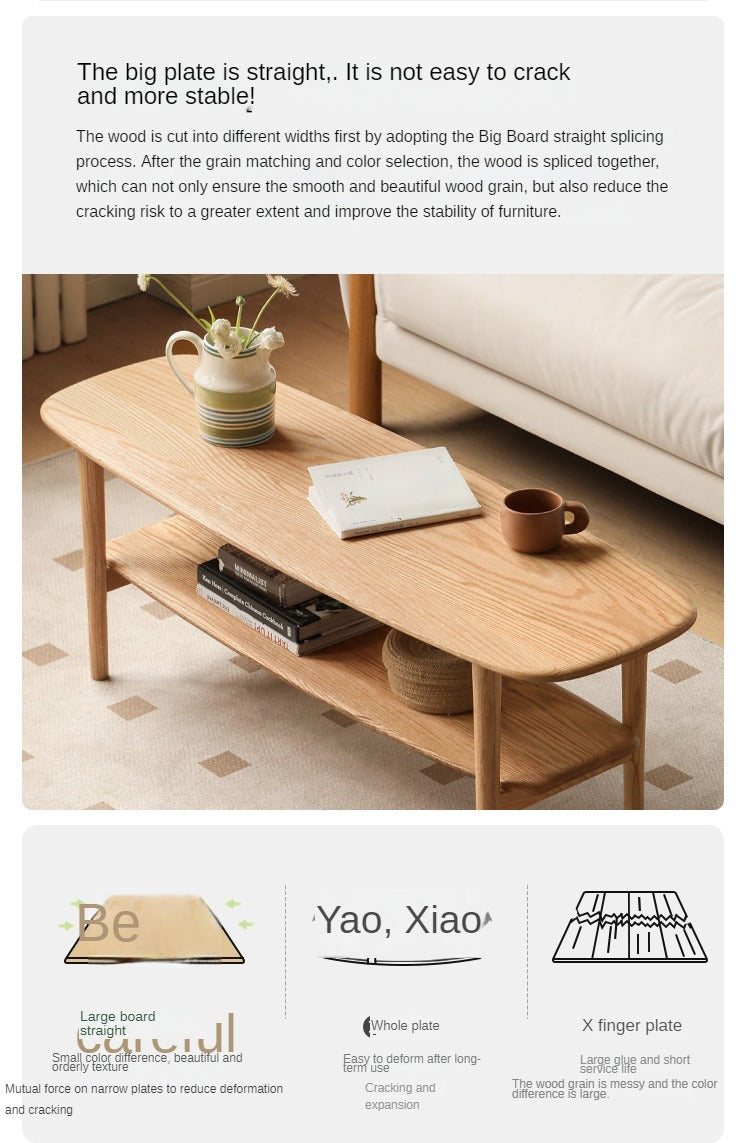 Oak Solid Wood Minimalist Ultra Narrow Coffee Table