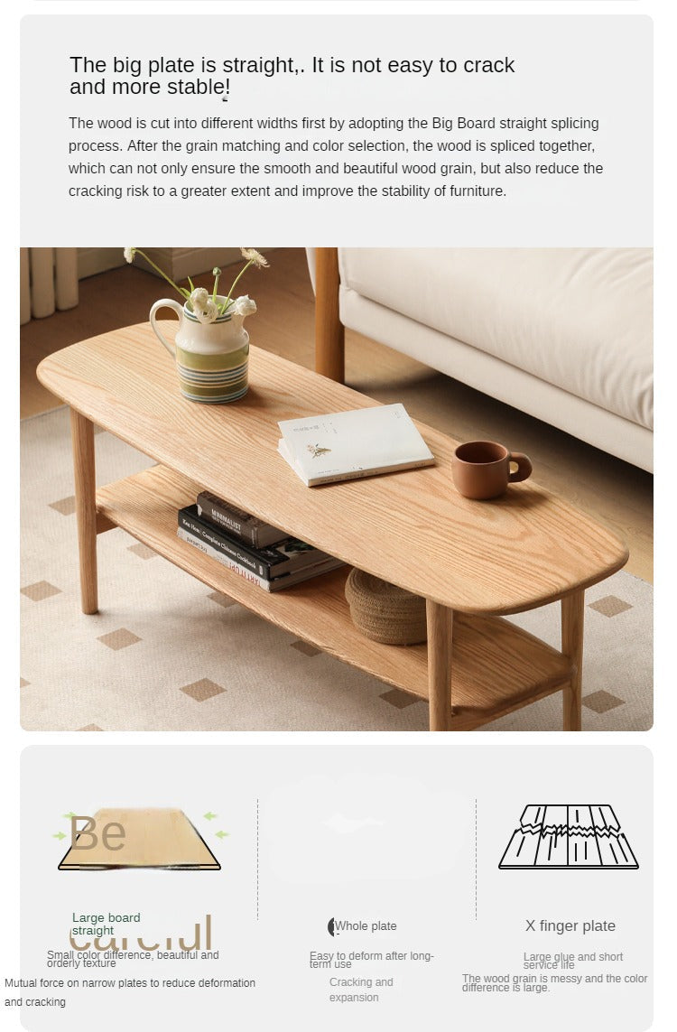 Oak Solid Wood Minimalist Ultra Narrow Coffee Table