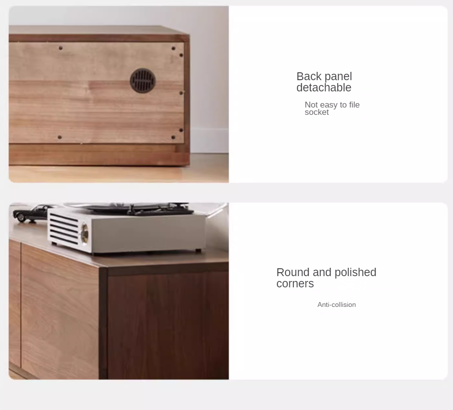 Black Walnut, Ash Solid Wood Floor Splicing Floor TV Cabinet.