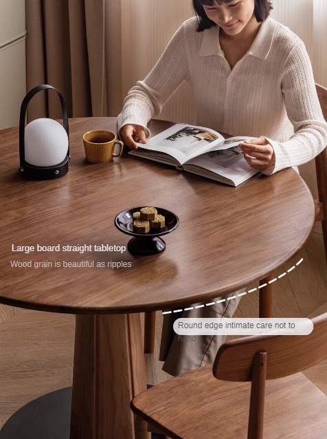 Sandalwood, Black Walnut Solid Wood Round Dining Table