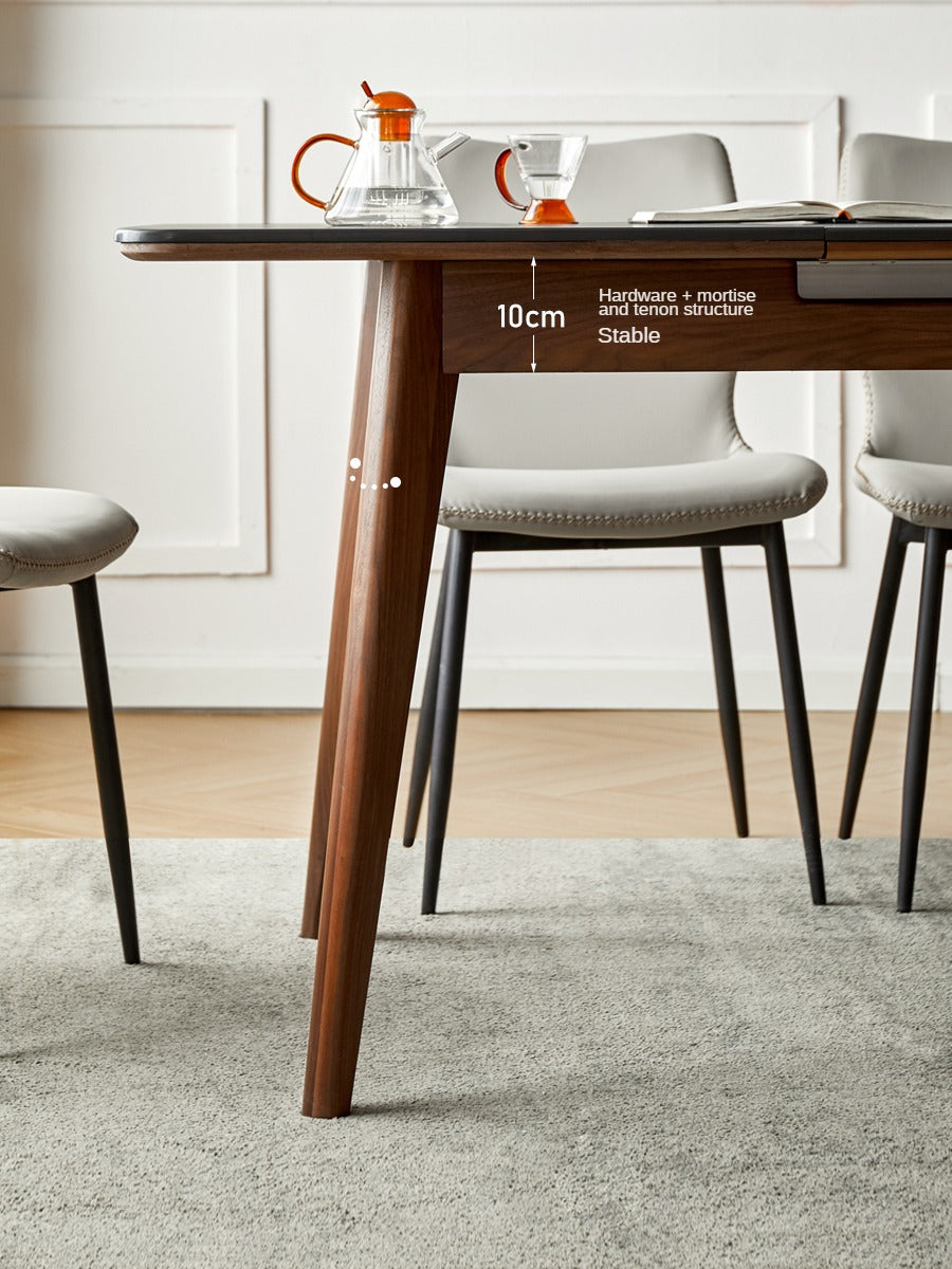 Black Walnut, Ash Solid Wood Telescopic Rock Slab Dining Table